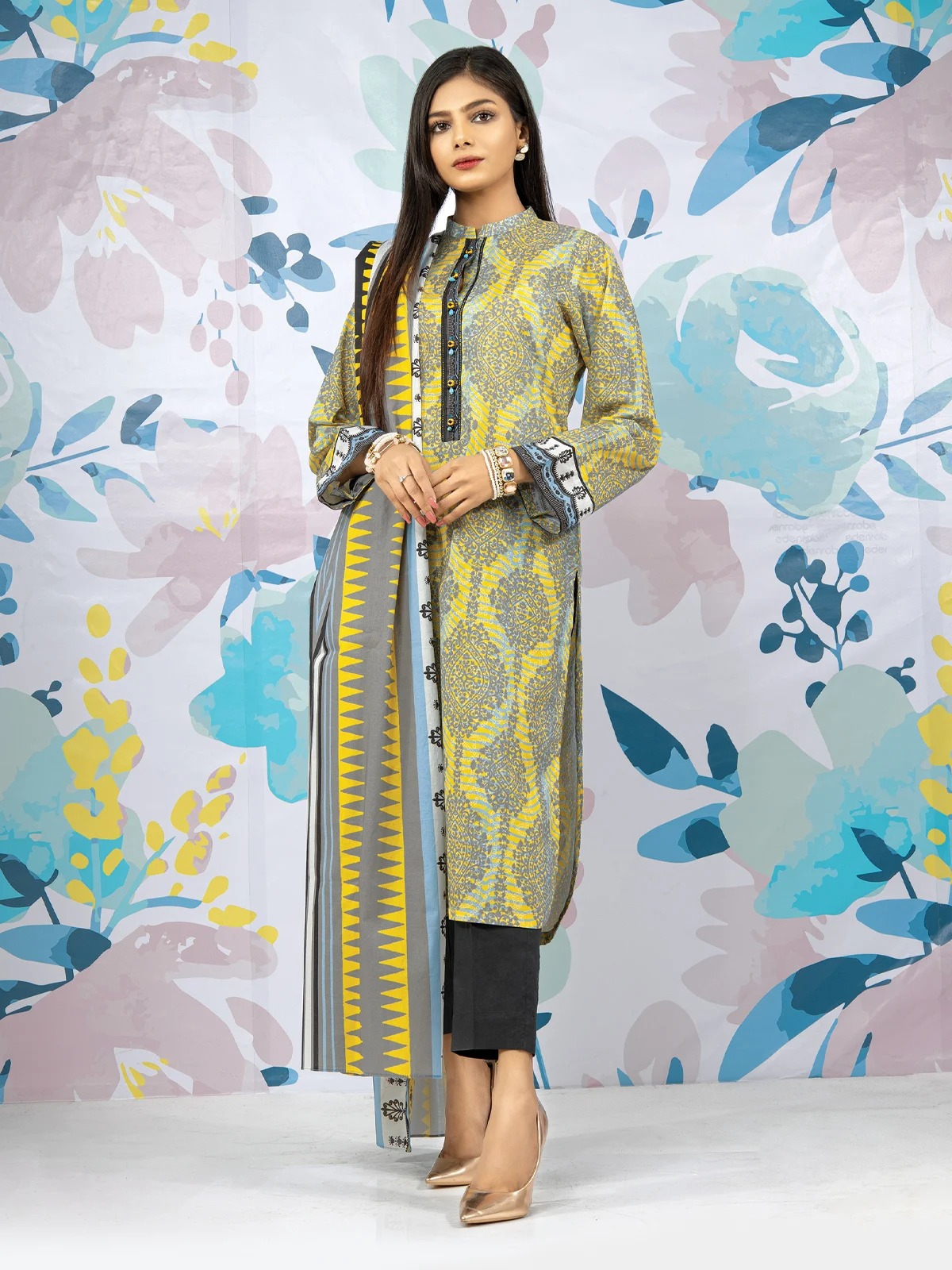 EWU22A1-23239 Unstitched Yellow Printed Lawn 2 Piece